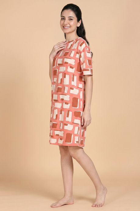 Zivame 2 Mile Fashion Knit Cotton Loungewear Dress - Burnt Sienna — image 3